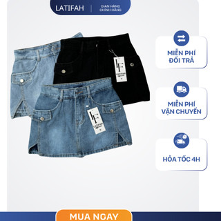 Chân Váy Ngắn Jean Nữ LATIFAH có lót trong, hai túi xẻ tà, phong cách hàn quốc CV012