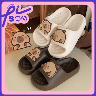 Dép EVA đế cao 2cm gắn hình Capy Bara, dép quai ngang nữ bản mới PiSoo