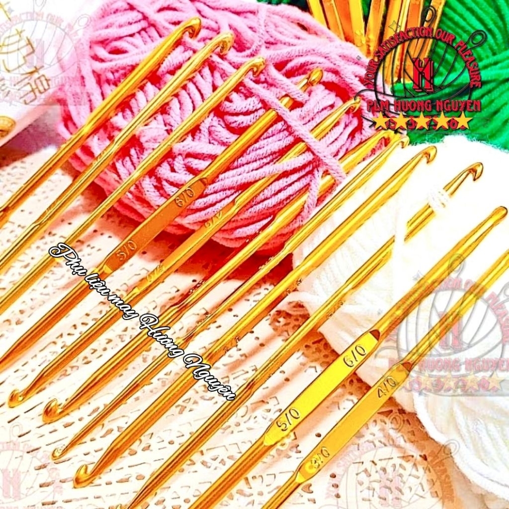 Kim Móc Đan Len Tay Cầm Bằng mạ vàng nhiều size 1/0-2/0, 2/0-3/0, 3/0-4/0, 3/0-5/0, 4/0-5/0, 4/0-6/0