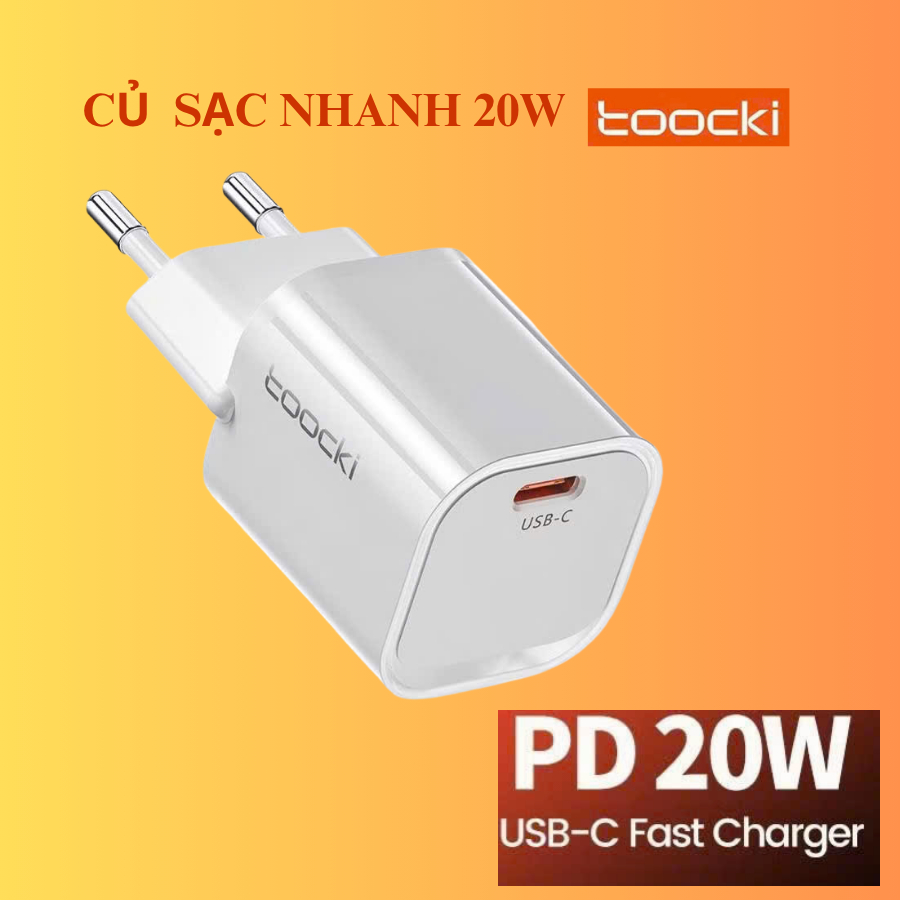 Củ sạc  nhanh 20W, 30W Toocki, Củ sạc nhanh pd20w gan cho tất cả các dòng điện thoại đầu type C