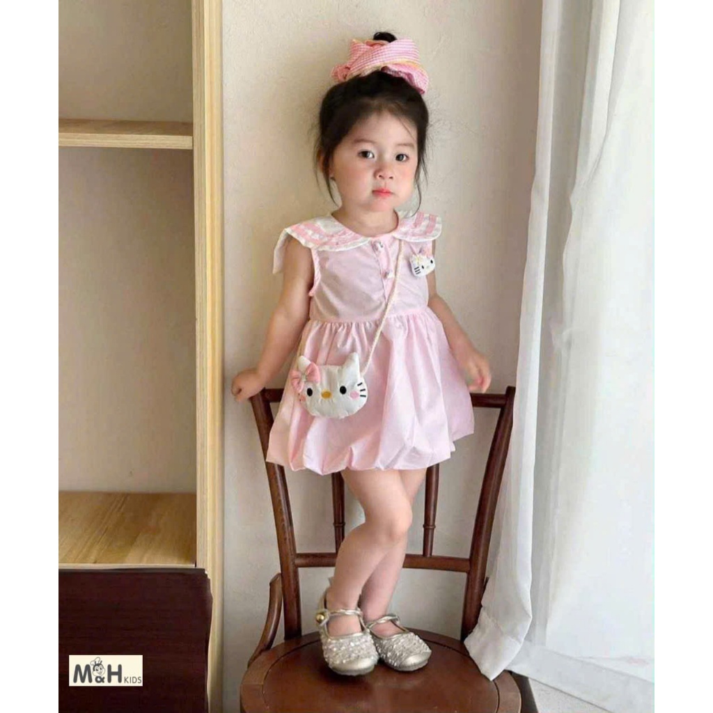 VÁY HELO KITTY HỒNG CỔ THUYÊN