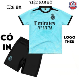 [Đồ trẻ em (Nhiều mẫu) - Kiki Sport] Real madrid xanh 2026 Quần áo bóng đá trẻ em chất vải xịn cực