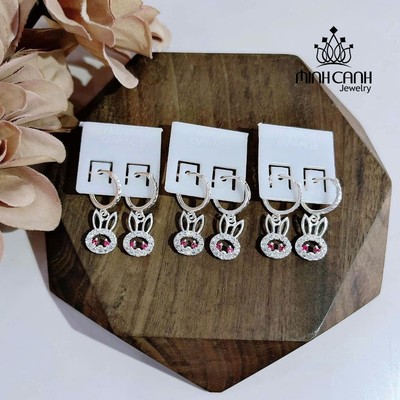 Bông Tai Bạc Trẻ Em Thỏ Treo - Minh Canh Jewelry