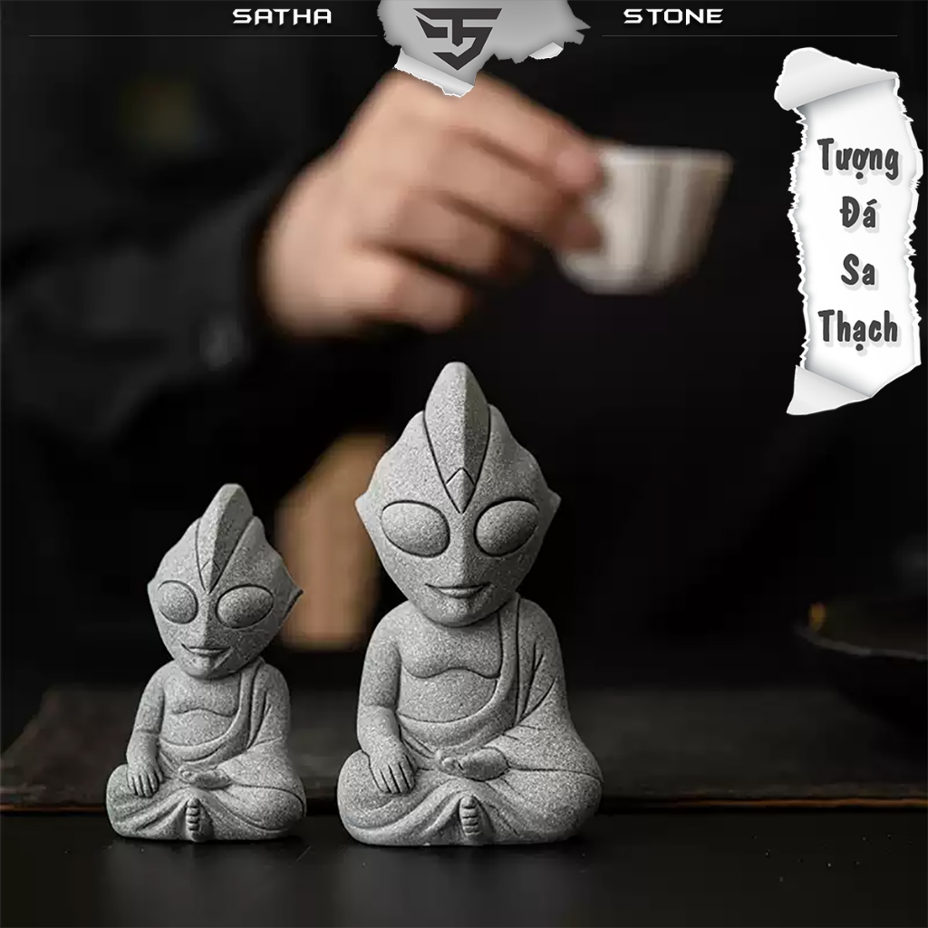 Tượng Ultraman thiền, siêu nhân điện quang đá sa thạch ST.PVN2352 - Tượng Deco, trang trí, trưng bày