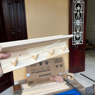Kệ Treo Tường Đa Năng Có Móc Gỗ, Kệ Để Đồ Decor Lối Vào Phòng
