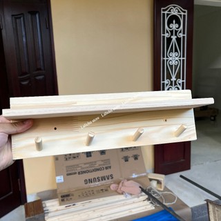 Kệ Treo Tường Đa Năng Có Móc Gỗ, Kệ Để Đồ Decor Lối Vào Phòng