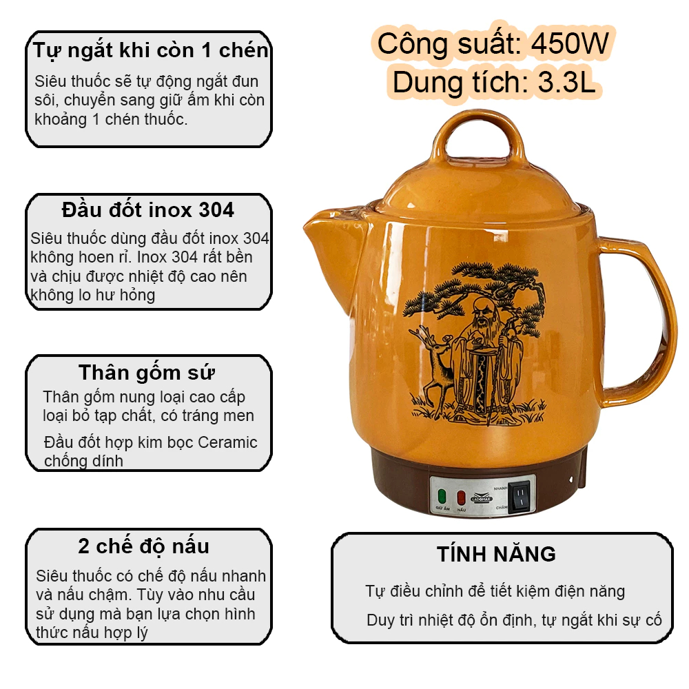 Ấm Sắc Thuốc LADOMAX HA- 8833N 3,3L Mâm Nhiệt Inox Giữ Ấm 2 Chế Độ Nấu Tự Ngắt BH12 Tháng | BigBuy360 - bigbuy360.vn