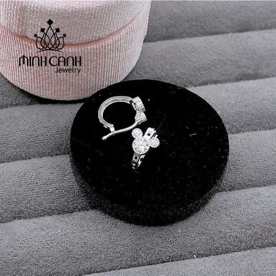 Bông Tai Bạc Trẻ Em Mickey Đá Khóa Bấm - Minh Canh Jewelry