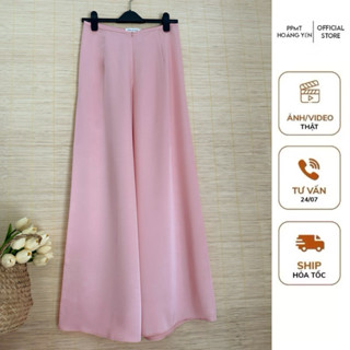 Quần lụa satin mặc áo dài màu hồng dâu ống loe rộng 35, dài 105 chất mềm, mịn, rủ