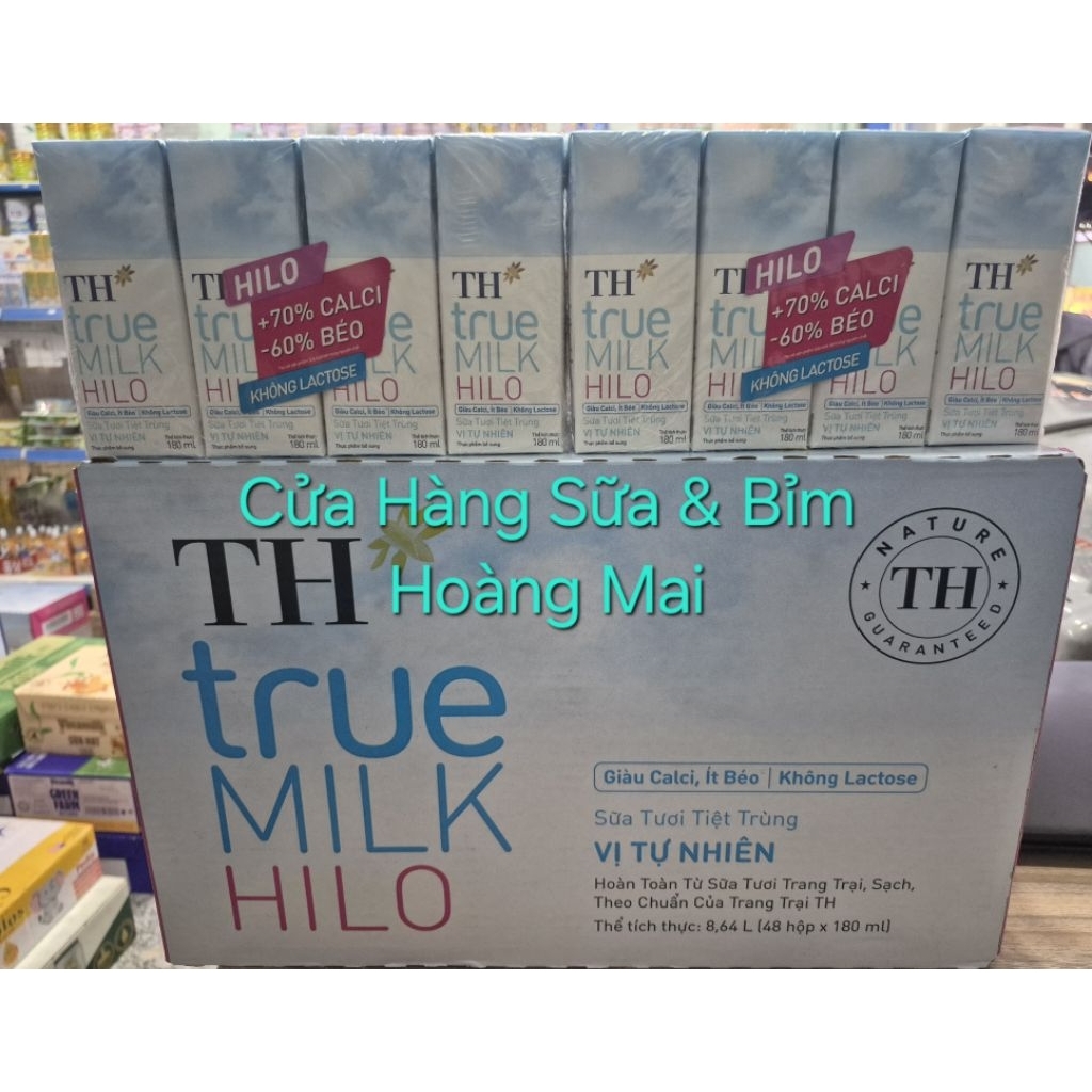 Thùng 48 hộp Sữa tươi tiệt trùng TH TRUE MILK HILO 180ML Date mới nhất