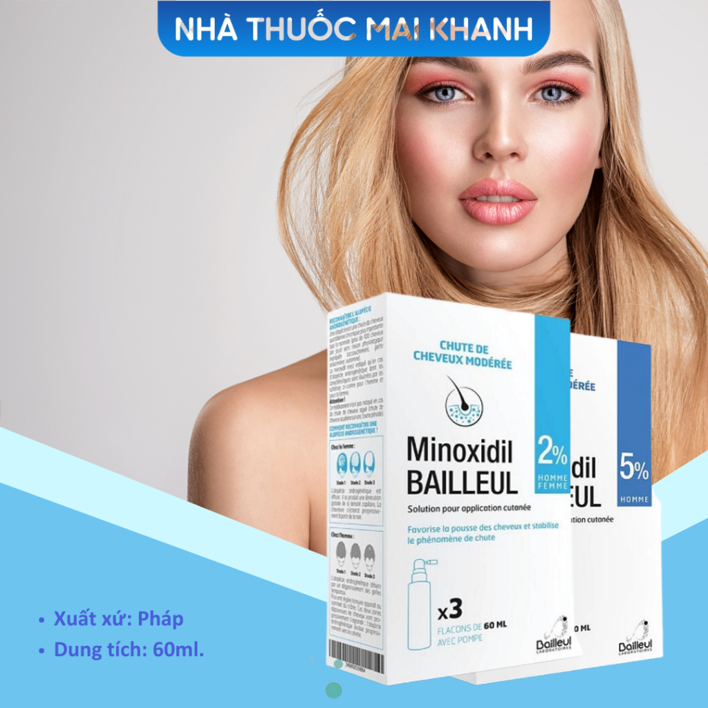 Minoxidil Bailleul Xịt Mọc Tóc 2% Và 5% Ngăn Ngừa Rụng Tóc, Giúp Mọc Tóc 60ml Pháp | BigBuy360 - bigbuy360.vn