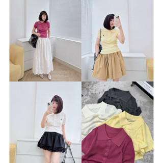 PETBYCHANG -  Áo polo cổ bẻ tay ngắn chất len tăm mỏng nhẹ – Áo thun kiểu nữ Hàn Quốc basic nhiều màu