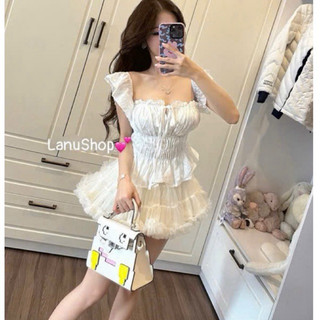   Sẵn  Áo Ren Boi Mặc 2 kiểu Hàng 2 Lớp Sịn sò Áo trễ Vai thêu Hoa nhí bo chun tiểu thư 