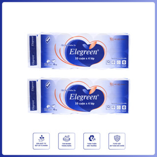[ComBo 2 Bịch Elene] Mẫu Mới Giấy Vệ Sinh Elegreen 4 Lớp Siêu Mịn Không Lõi và Có Lõi Dây 10 Cuộn