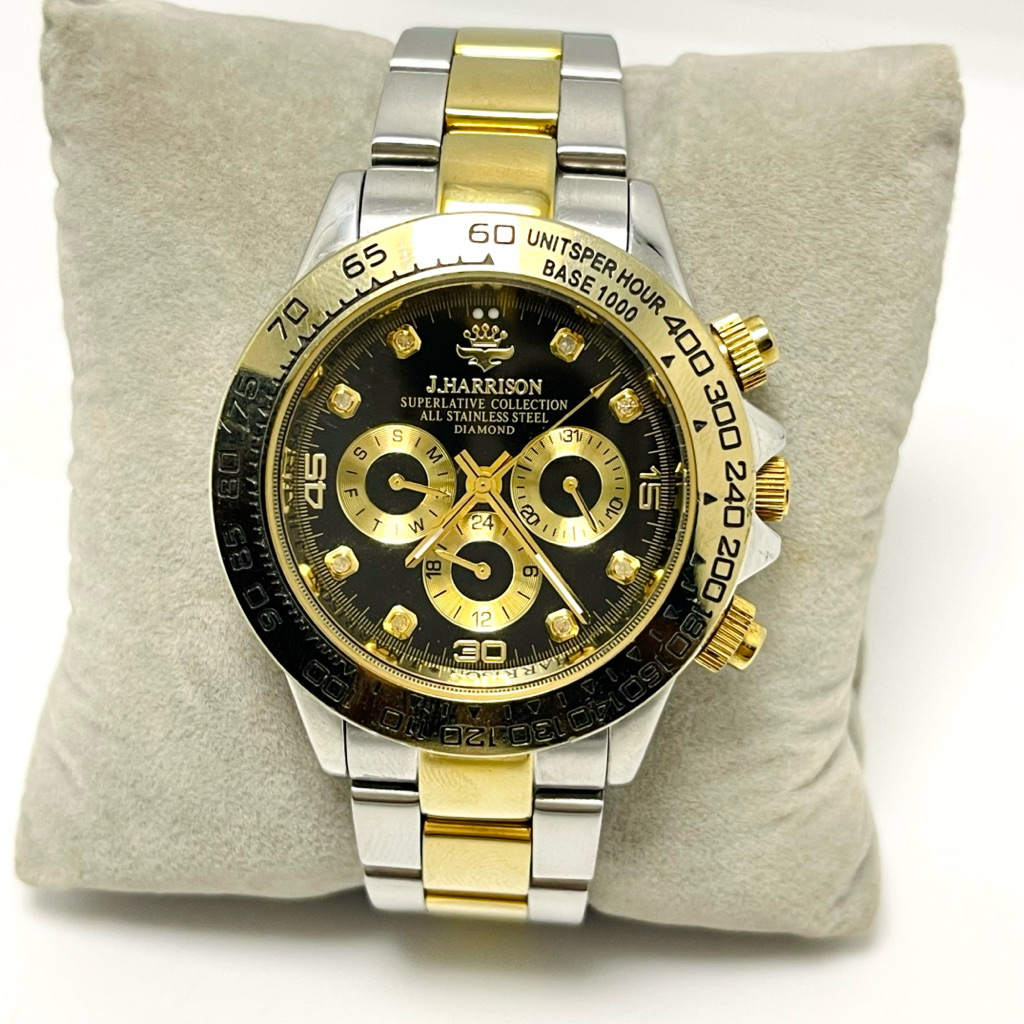 Đồng hồ cơ auto nam J.HARISON JH-003DG đờ mi, đính 8 viên diamon 42mm [Chính hãng/Nhật bãi]