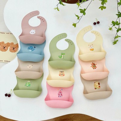 Yếm Silicon  Cho Bé Ăn Dặm Có Máng Hứng KidsWorld Dễ Vệ Sinh Chống Thấm Nước An Toàn