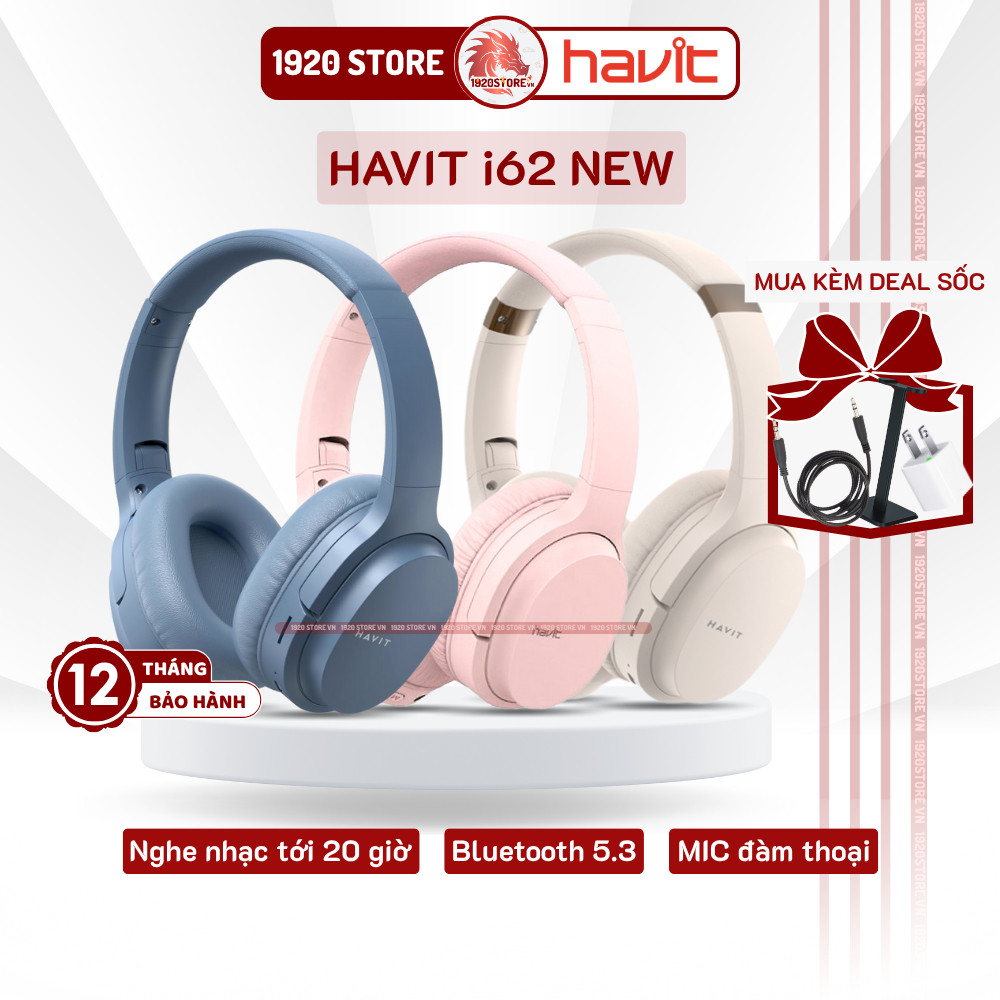 【Hỏa Tốc HCM】Tai Nghe Bluetooth Headphone HAVIT i62 Bản Update Mới, BT V5.3, Nghe Nhạc Đến 20H - Chí