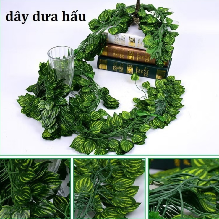 Combo 12 Dây Lá 3D, Dây Dưa Hấu, Lá Nho, Trầu Bà dài 2m2 - dây leo giả siêu bền màu Trang Trí sân vườn, decor nhà cửa,..