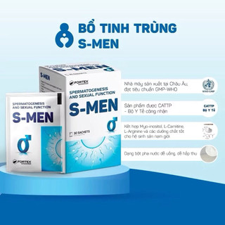 Bổ Tinh Trùng S Men, Cải Thiện Chất Lượng Tinh Trùng, Tăng Khả Năng Thụ Thai,  Hộp 30 Gói