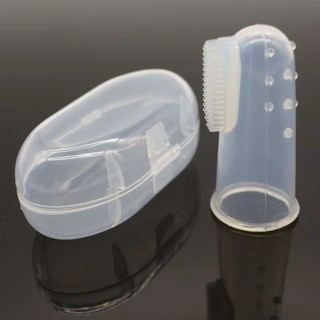Rơ lưỡi XỎ NGÓN silicon, bàn chải đánh răng cho bé, có hộp đựng giữ vệ sinh
