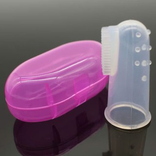 Rơ lưỡi XỎ NGÓN silicon, bàn chải đánh răng cho bé, có hộp đựng giữ vệ sinh