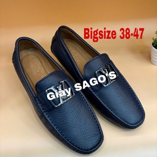 Giày mọi nam bigsize 38-47 da bò thật giày lười bigsize MB57 da mềm mại êm chân Giày SAGO’S Tặng kèm đón gót giày