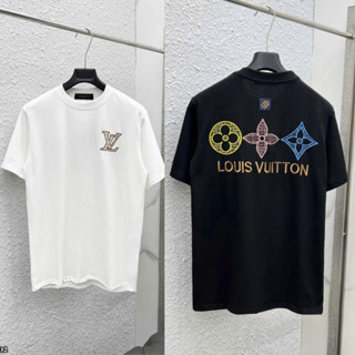 Áo phông nam nữ, áo boy phố LV Cotton 250gsm hình thêu toàn thân hoạ tiết phối màu đẹp