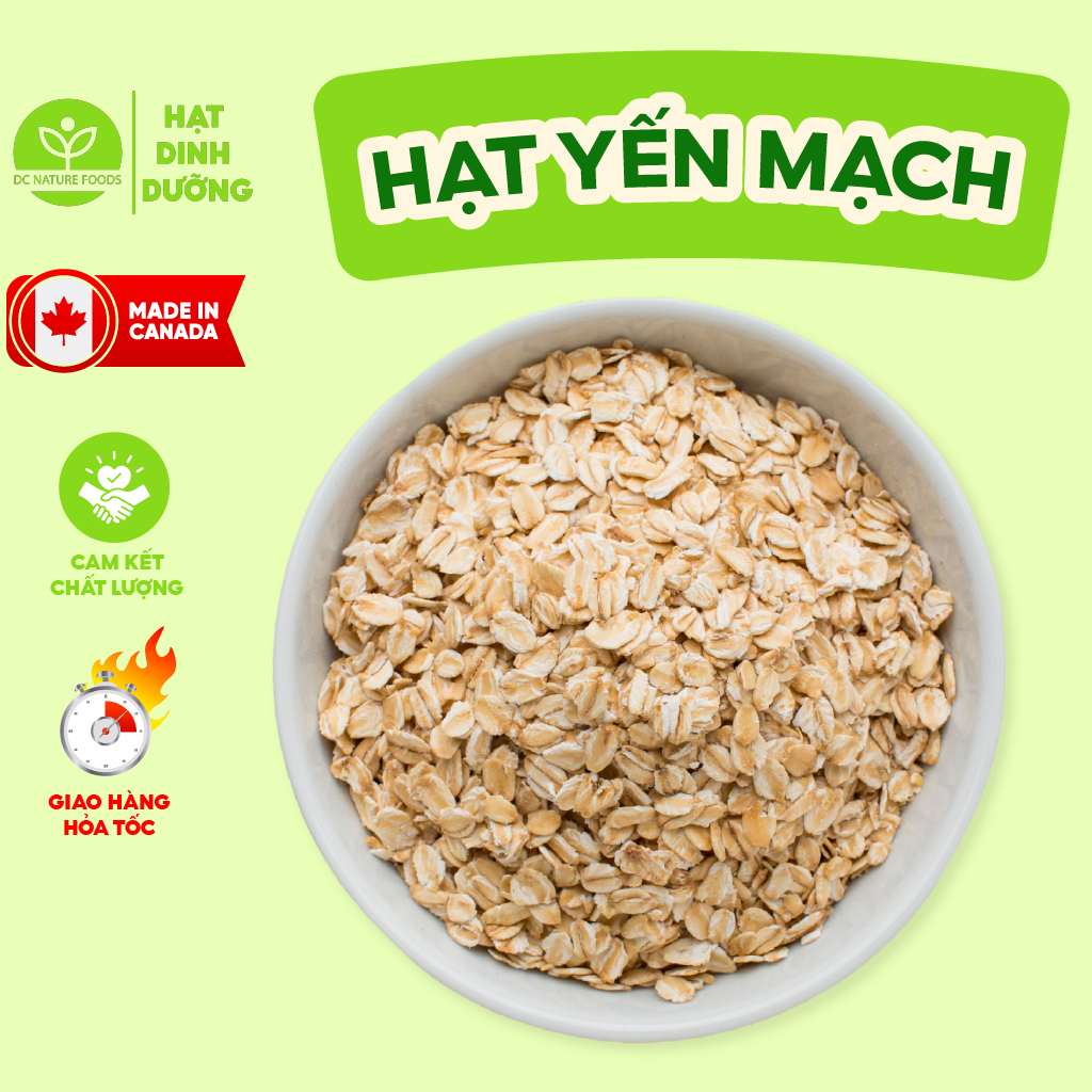 Yến Mạch Cán Dẹt /Cán Vụn, Yến Mạch Nguyên Hạt Nhập Khẩu Từ Canada, Ngũ Cốc Ăn Kiêng Ăn Sáng Giàu Chất Xơ - 500g/ 1Kg