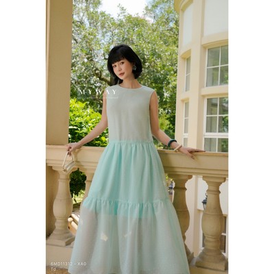Đầm Maxi Nữ MY WAY Không Tay Xếp Tầng  Cao Cấp 6MD11312