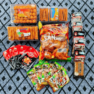  Combo 4 món bánh pò quẩy hộp đặc sản ăn vặt tặng kèm 5 Snack nem nướng phên + 5 Snack Hổ kaka + 5 Snack tăm cay đen 