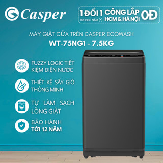 [Công lắp 0Đ HN HCM] Máy giặt cửa trên Casper 7.5KG EcoWash WT-75NG1 - Bảo hành 2 năm - Chính hãng