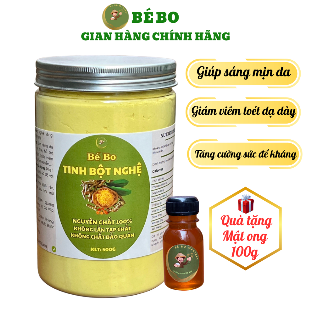 Tinh Bột Nghệ Vàng Nguyên Chất, hỗ trợ sáng da, tiêu hóa hiệu quả, đắp mặt, bột pha uống Bé Bo [250G - 1KG]