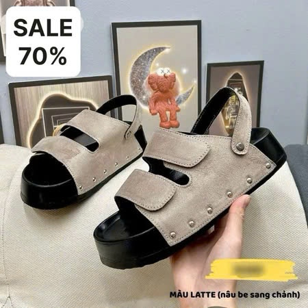 Dép nữ , xăng đan đế cao 4cm , Sandal Đế Đinh quai dán Đế 4cm thời trang cao cấp