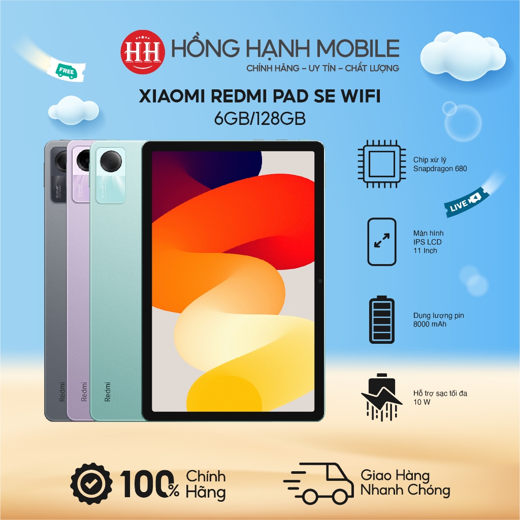 Máy Tính Bảng Xiaomi Redmi Pad SE Wifi 6GB/128GB Bản 11 Inches - Hàng Chính Hãng
