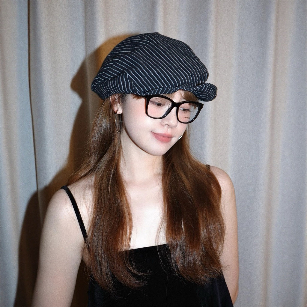 MŨ HOẠ SĨ SỌC ĐEN MỀM CÁ TÍNH