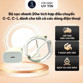 Bộ Sạc Nhanh 20W Type C Tích Hợp Đầu Chuyển Dành Cho 5 -14 Promax Type C- L, Cáp Dù 
