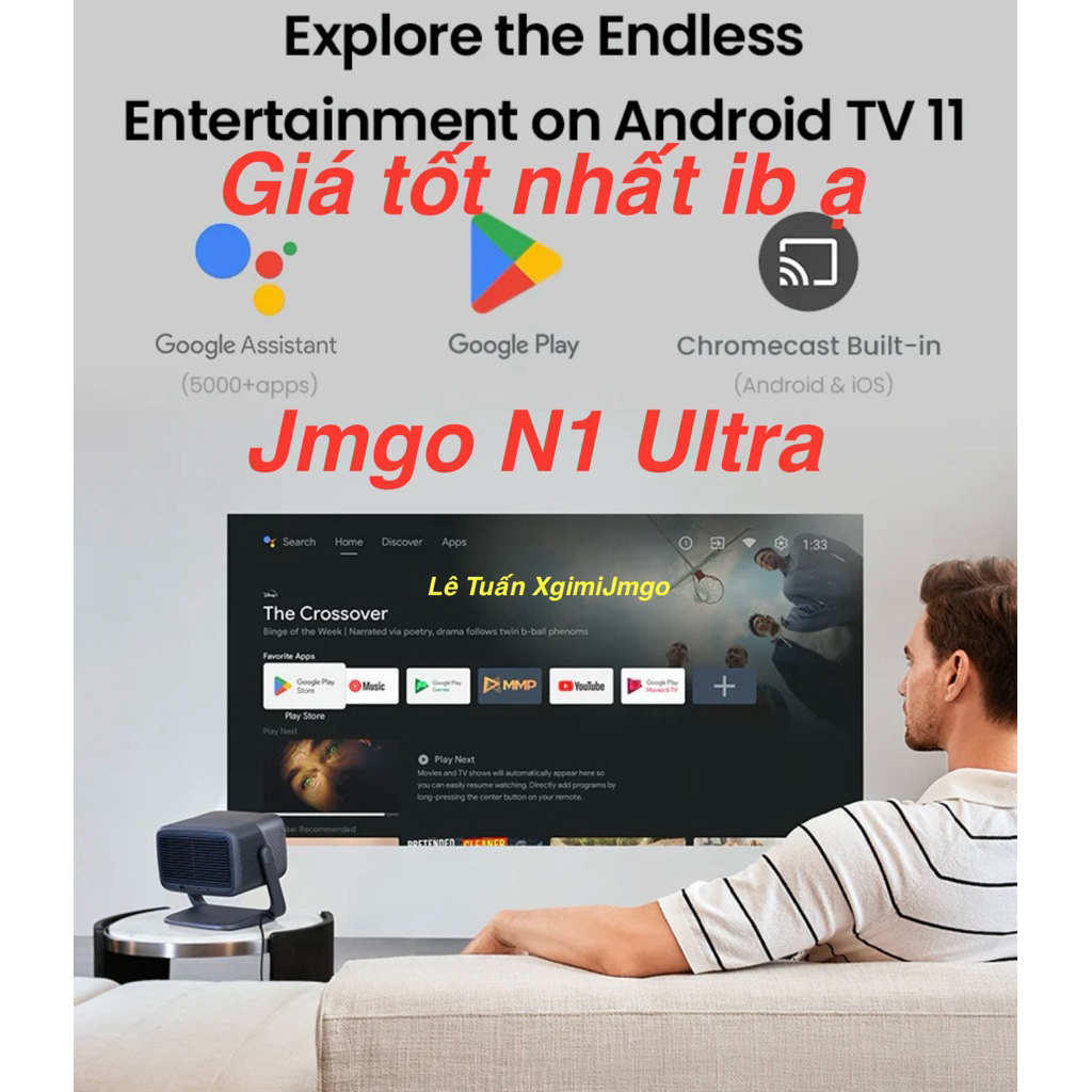 Jmgo N1 Ultra Quốc Tế Android TV. Tặng Chân Máy 1,5 triệu. Giá Tốt Ib shop nhé. Không Có Netflix, Ti