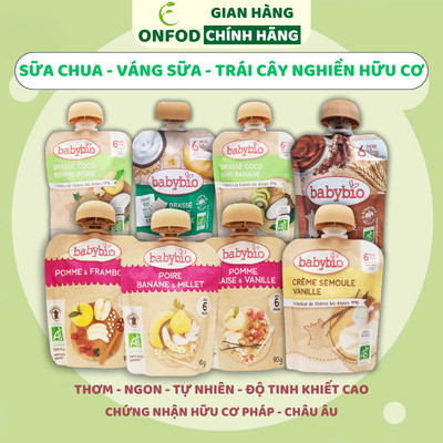 Sữa chua váng sữa trái cây nghiền hữu cơ cho bé ăn dặm từ 6 tháng tuổi ONFOD