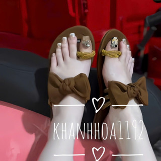  Dép nữ quai ngang đính đá 3 dây xoắn NƠ đế bệt sang trọng  dép kiểu nữ đẹp DéP Shoes giay dep 