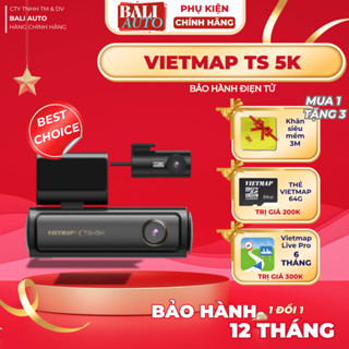 <Chính hãng> Camera VIETMAP TS 5K - Cảnh báo giao thông - Ghi hình 4K siêu nét - 2 kênh trước + sau