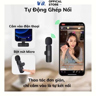  Mic Thu Âm Không Dây K9 Khử Tiếng Ồn Thiết Kể Nhỏ Gọn Cài Áo - VTD Store OfIcial 