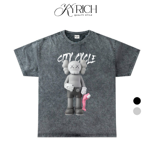 Áo Thun Wash Kyrich Premium Tee Kaws Gone City Cycle