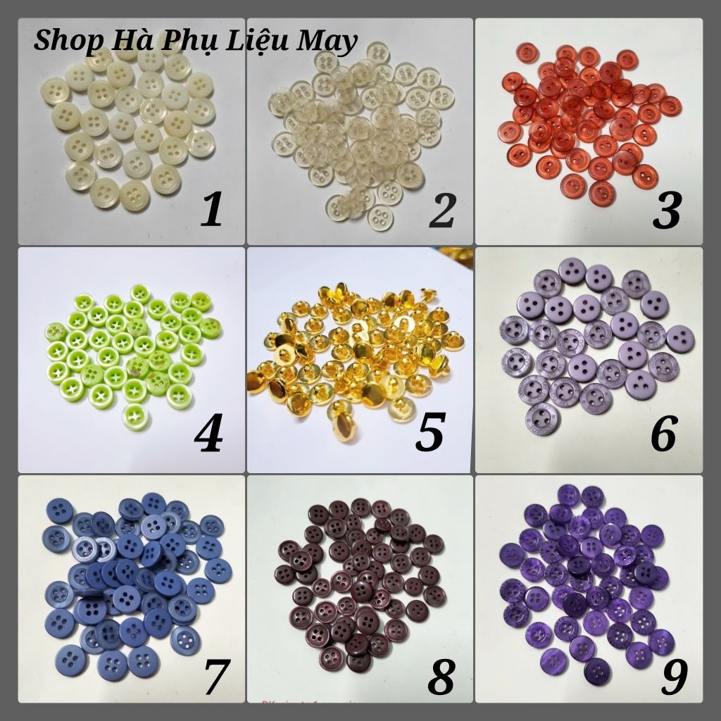 Cúc áo sơ mi màu gói 10 gam ( đường kính từ 0,9 cm đến 1,2 cm )