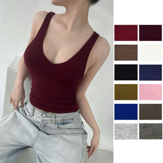 Áo ba lỗ sát nách cổ tim sâu có mút ngực ANNAKIKI hai lớp - 227