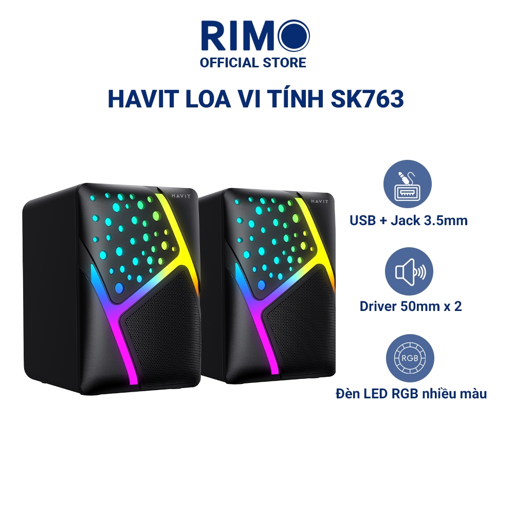 Loa vi tính USB 2.0 Havit SK763 công suất 6W, hiệu ứng đèn Led RGB