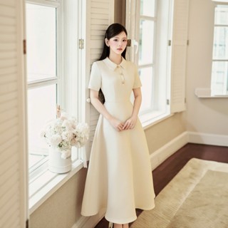 Lena Dress | Váy nữ thiết kế basic midi chất liệu text hàn H.I.U Fashion , đầm dáng dài tiêu thư sang trọng HIU design