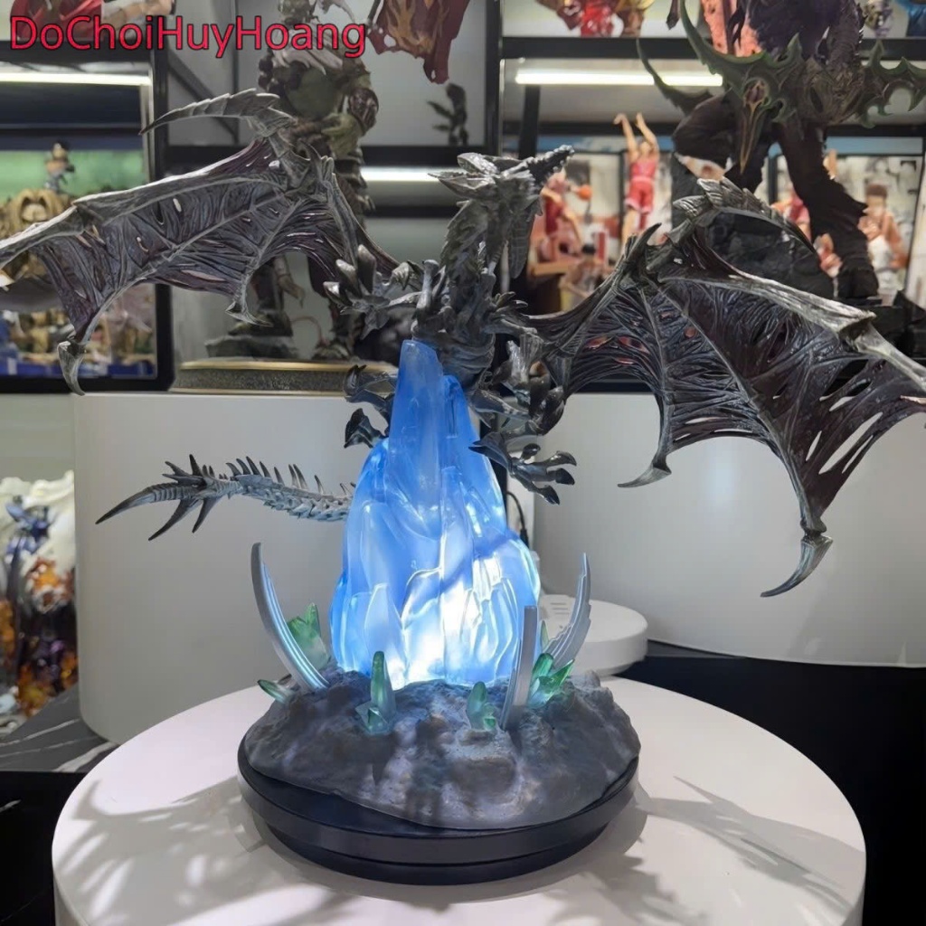 Mô hình tượng rồng xương băng giá The Frost Wyrm của Lich King có led usb 30cm