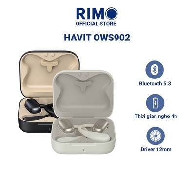 Tai nghe thể thao Havit OWS902 Bluetooth 5.3 Driver 12mm mạnh mẽ - Màu xám