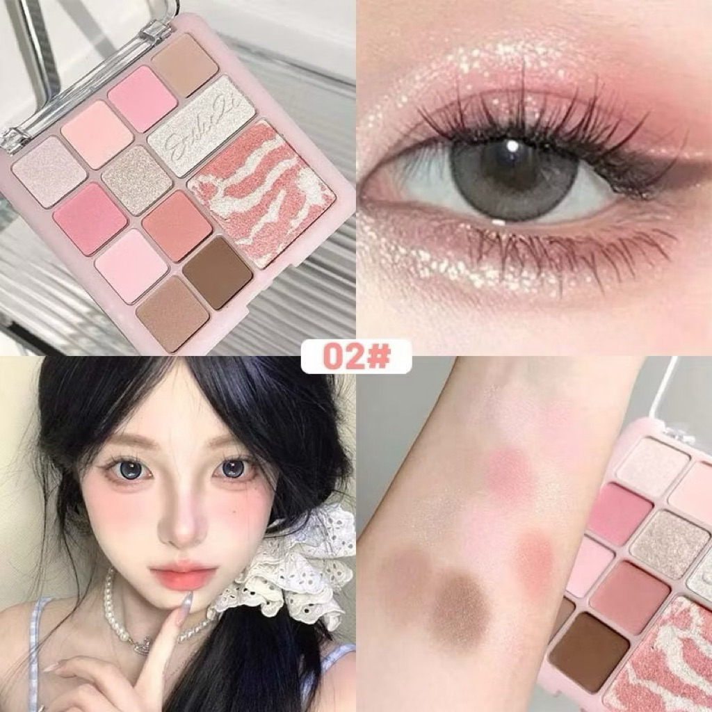 [MNS] Bảng Phấn Mắt Ershiqi 16 / 12 Màu Mịn Lì, Nhũ Lấp Lánh – Tông Lạnh/ Ấm Trang Điểm Hằng Ngày
