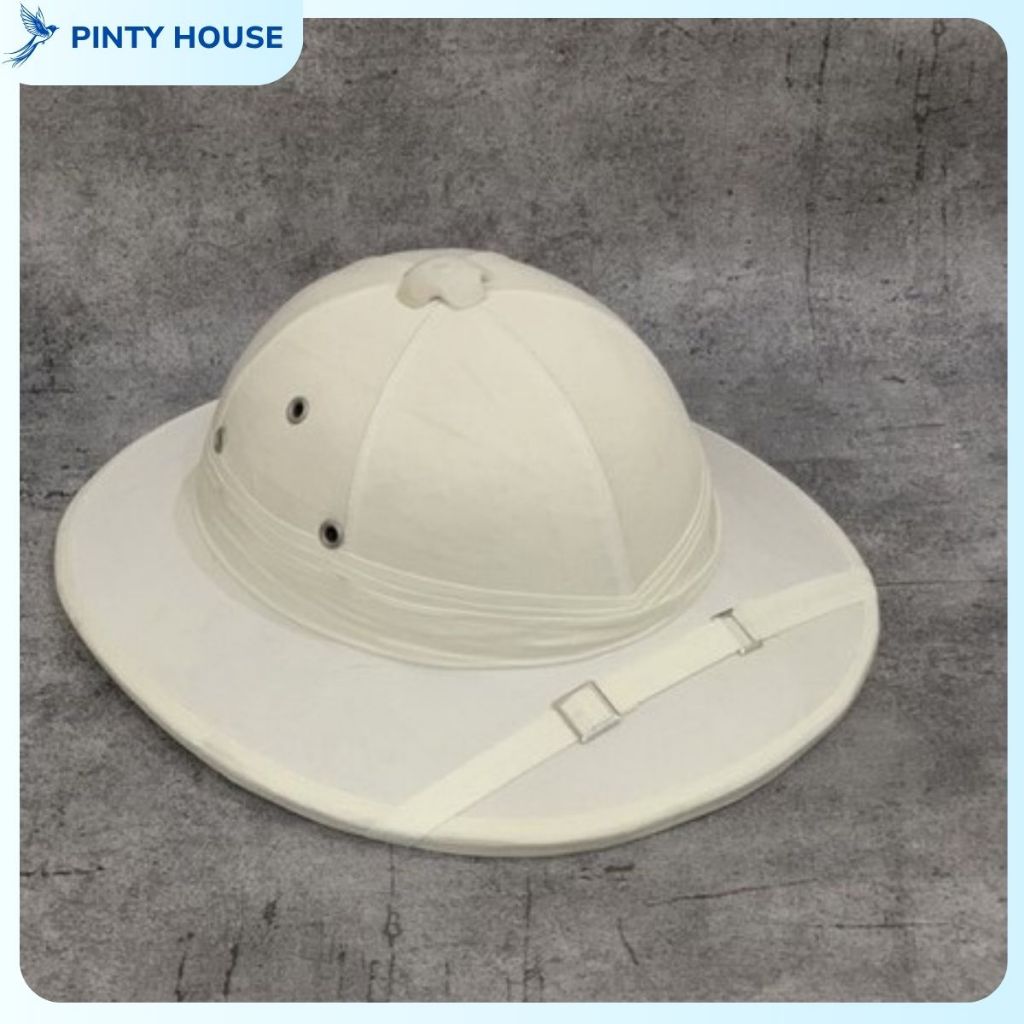 Mũ cối trắng gỗ ép bác hồ, mũ bấc bọc vải chuẩn cao cấp ( loại nhẹ)